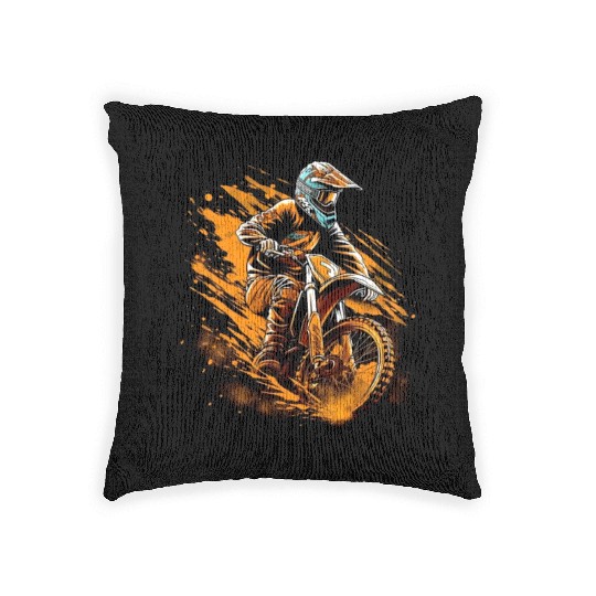 Dirt Bike Racer Biker Motorcycle Riding Motocross Woven Pillows
