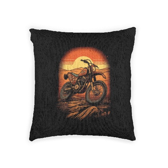 Dirt Bike Motorcycle Motorbike MX Biker Retro Woven Pillows