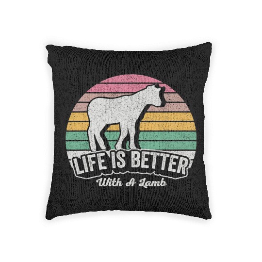 Funny Lamb Vintage Retro Life Is Better With Woven Pillows