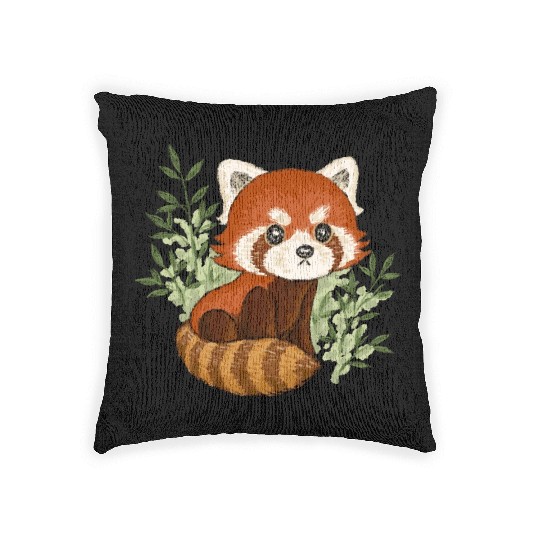 Red Panda In Nature Woven Pillows