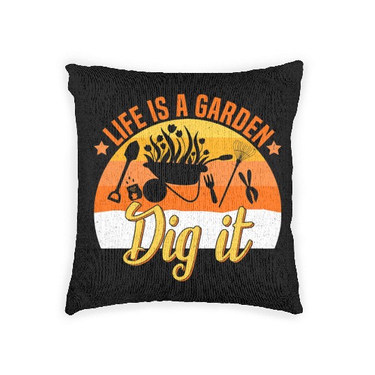 Life is a Garden Dig it Succulent Gardening Grass Woven Pillows