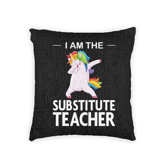 Funny I Am The Substitute Teacher Dabbing Colorful Woven Pillows