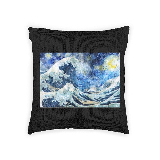 Great Wave During a Starry Night Click on Artist Woven Pillows