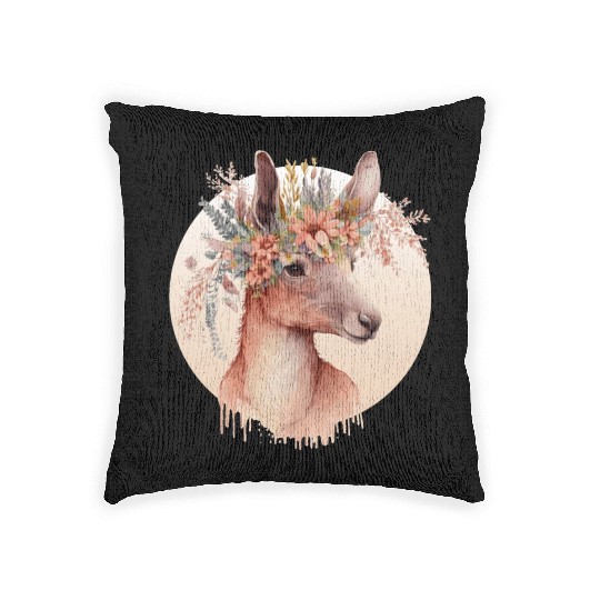 Cute Australian Kangaroo Flower Crown Animal Lover Woven Pillows
