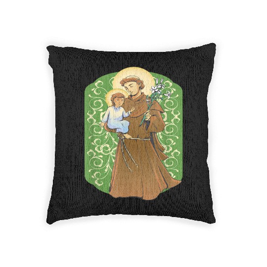 St Anthony of Padua Cute Catholic Woven Pillows