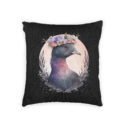 Cute Coot Bird Watching Flower Crown Floral Birdin Woven Pillows