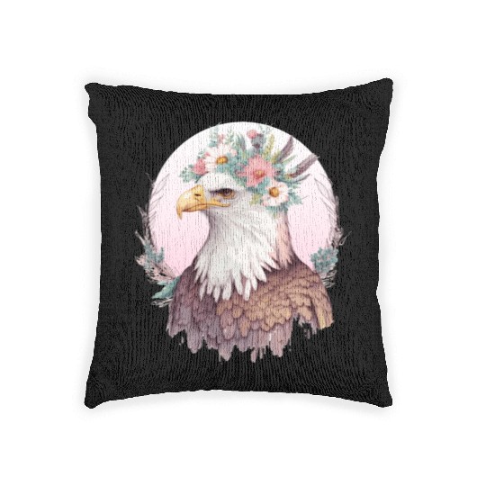 Birds Of Prey Bald Eagle Flower Crown Floral Birdi Woven Pillows
