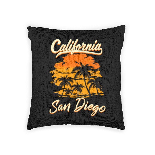 San Diego California Beach Woven Pillows