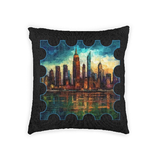 New York skyline Reverie A Symphony of Dreams Woven Pillows