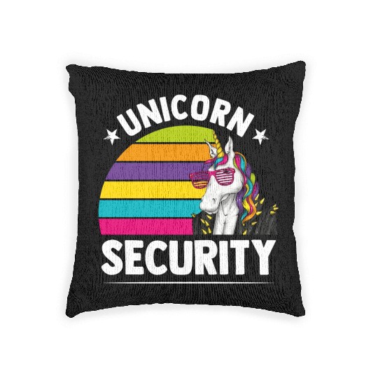Unicorn Security Funny Unicorn Lover Mythical Woven Pillows
