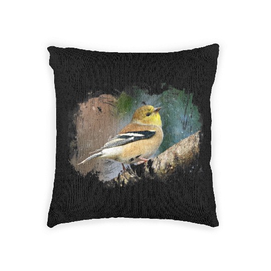 Goldfinch Bird for Nature Lovers Birder Gift Woven Pillows