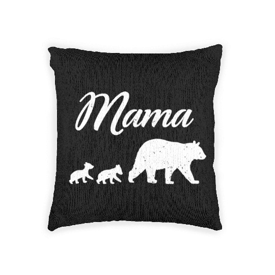 Mama Bear - With Two Cubs Twin Mom Mother's Day Gi Woven Pillows