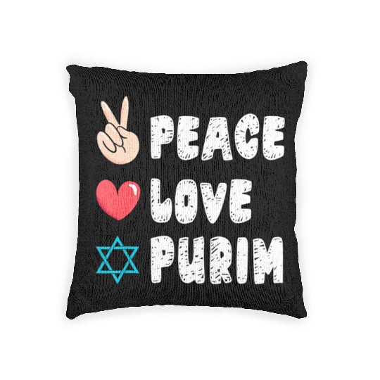Peace Love Purim - Jewish Festival Woven Pillows