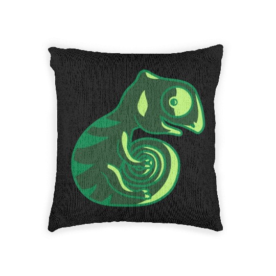 chameleon lizard bunny sweet Woven Pillows