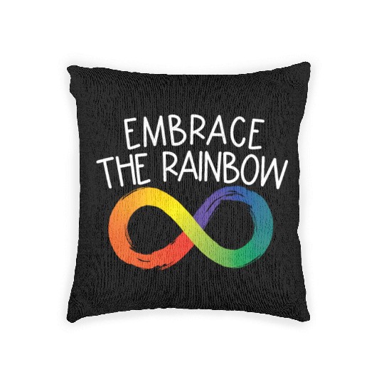 Embrace The Rainbow Infinity Autism Neurodiversity Woven Pillows