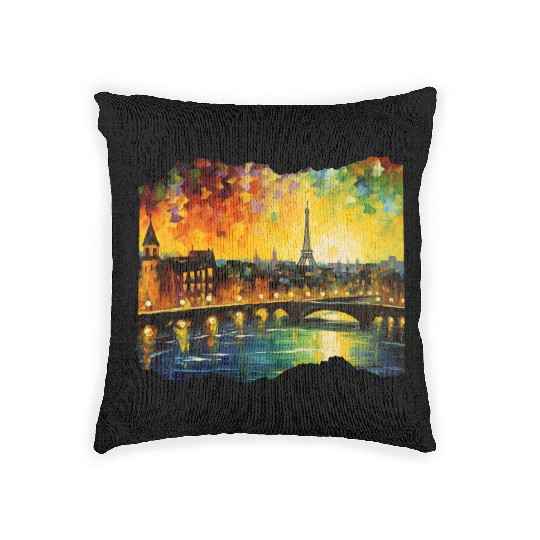 Starry Night over Paris Van Gogh Eiffel Tower Woven Pillows