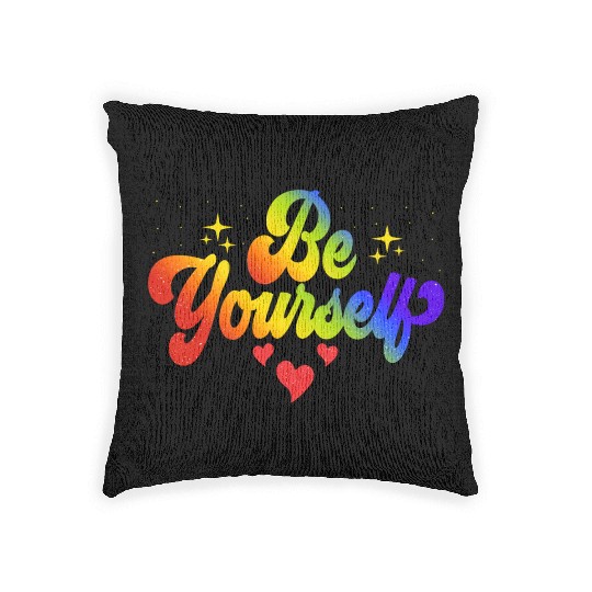 Gay Pride Be Yourself Pride Month Rainbow Woven Pillows