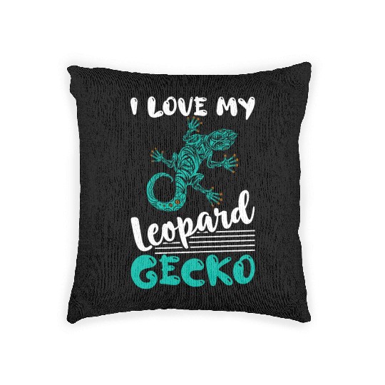 I Love My Leopard Gecko Lizard Lover Reptile Woven Pillows