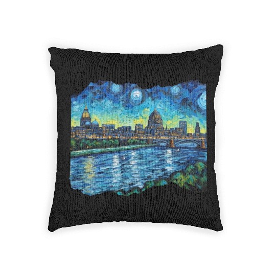 St Paul Minnesota Skyline Tribute Capital Charm Woven Pillows