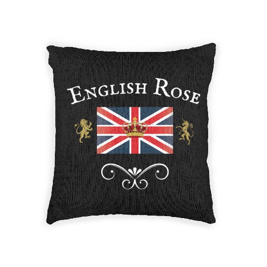 English Rose Union Jack Flag England British Brita Woven Pillows
