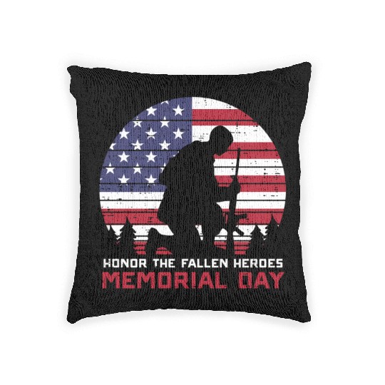 Honor The Fallen Heroes Memorial Day Us Flag Woven Pillows