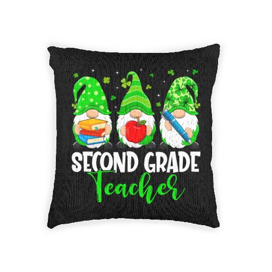 Gnomes 2Nd Grade Teacher Squad St Patricks Day Sch Woven Pillows