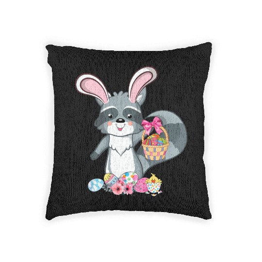 Raccoon Bunny Ears Easter Eggs For Woven Pillows
