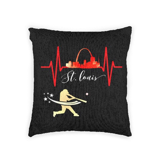 Saint Louis Red Cardinal Dress Heartbeat Baseball Woven Pillows