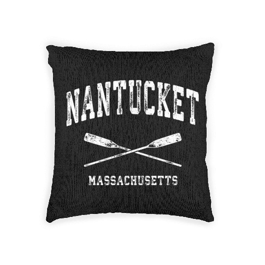 Nantucket Massachusetts Nautical Crossed Oars Woven Pillows