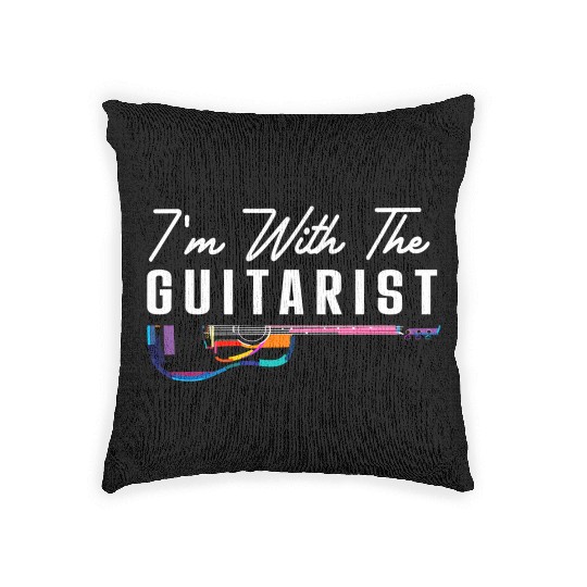 I'M With The Guitarist Girlfriend Guitar Player Ba Woven Pillows