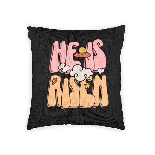 He Is Risen Modern Christian Easter Woven Pillows