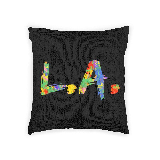Colorful Los Angeles California Rainbow L A Woven Pillows