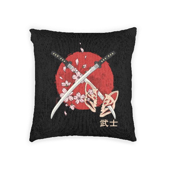 Ancient Japanese Cherry Blossom Samurai Katana Swo Woven Pillows