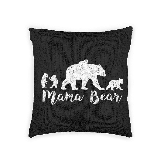 Mama Bear With Little Cubs Woven Pillows