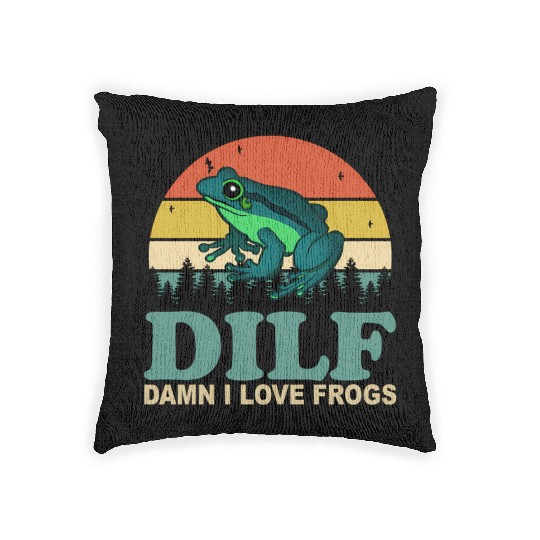 Dilf-Damn I Love Frogs Saying Frog-Amphibian Woven Pillows