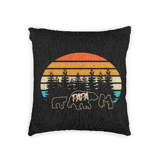 Papa Bear With Three Bear Cubs Woven Pillows
