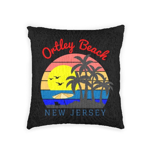 Ortley Beach New Jersey Beach Sunset Woven Pillows