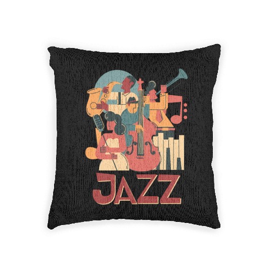 Jazz Musicians Orchestra Playing On Stage Smooth J Woven Pillows
