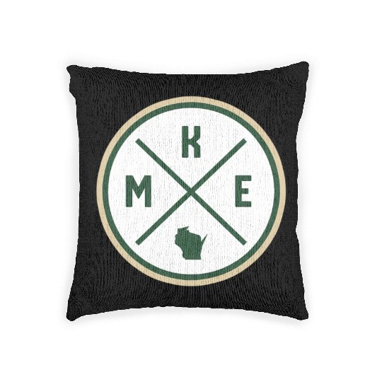 Milwaukee Circle Patch Green Woven Pillows