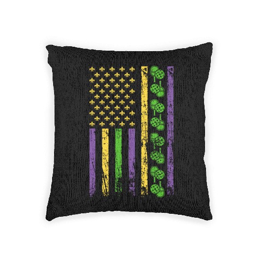 American Sports Flag Pickleball Paddle Sporty Woven Pillows