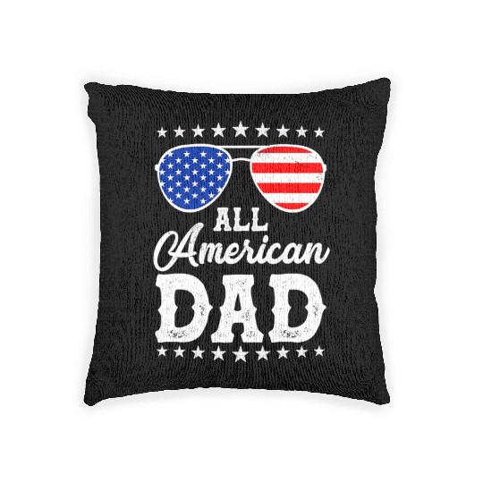 4th Of July Patriotic American Dad Us Woven Pillows