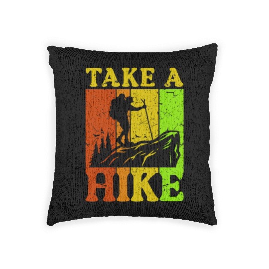 Take a Hike Wanderlust Hiker Hiking Mountains Woven Pillows