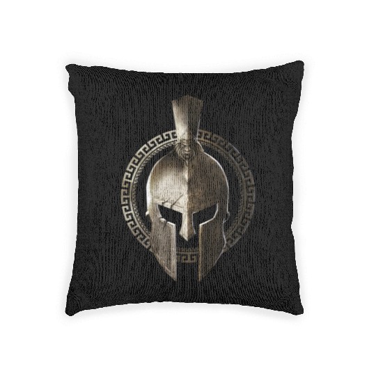 Spartan Helmet Warrior Gladiator Workout Sparta Gr Woven Pillows