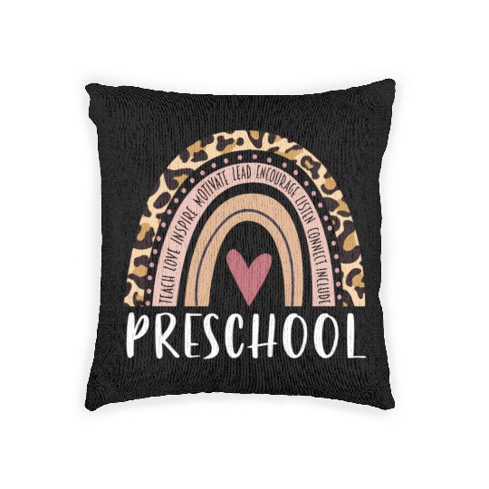 Leopard Rainbow Preschool Teacher Prek Back To Sch Woven Pillows