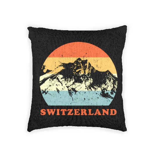 Switzerland Mountain Throwback Vacation Woven Pillows