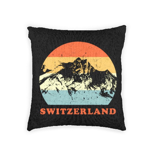 Switzerland Mountain Throwback Vacation Woven Pillows