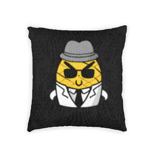 Cute kawaii pineapple in gangster mafia style Pock Woven Pillows