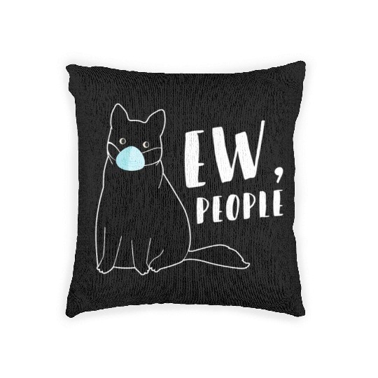 Cat With Ew People Statet Woven Pillows