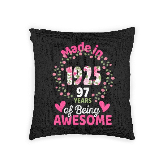 97 97Th Born In 1925 Floral Woven Pillows
