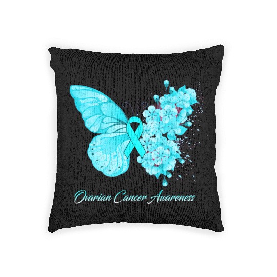 Ovarian Cancer Awareness Ribbon Teal Ovarian Cance Woven Pillows